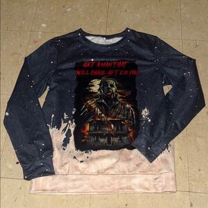 Navy and Red Michael Myers Long Sleeve Tee